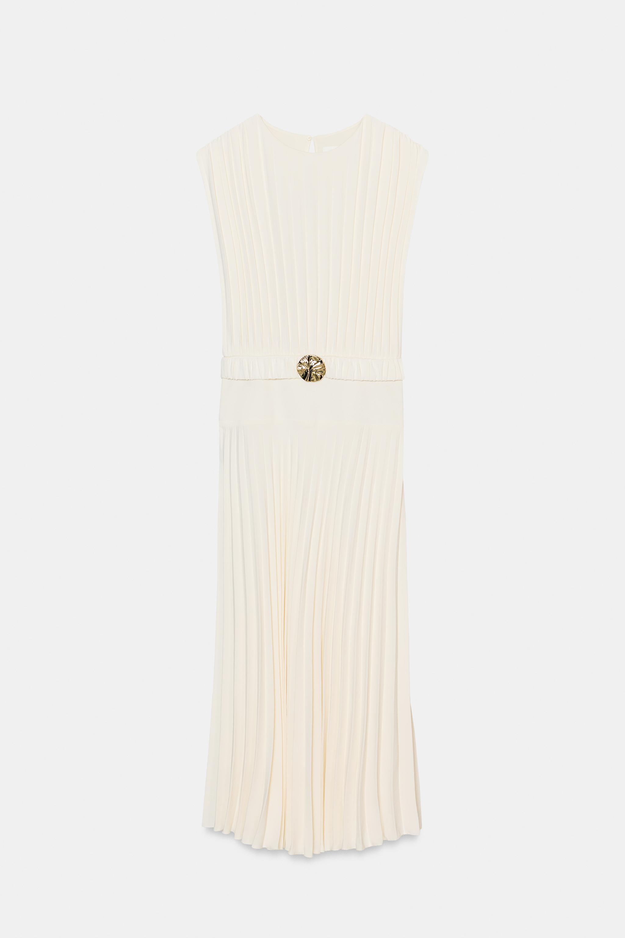 ROBE MI-LONGUE PLISSÉE AVEC CEINTURE